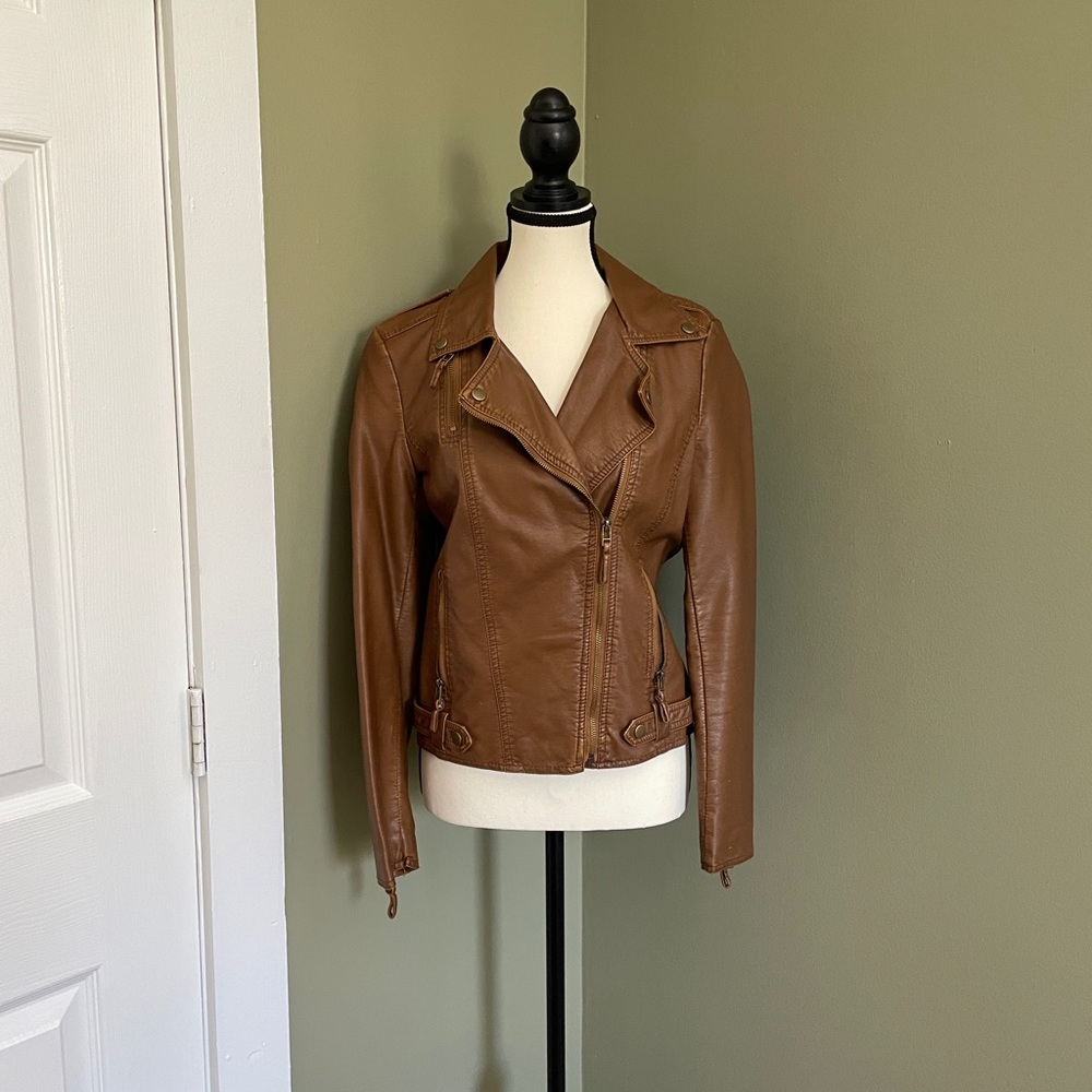 Barley used Brown Pleather Jacket